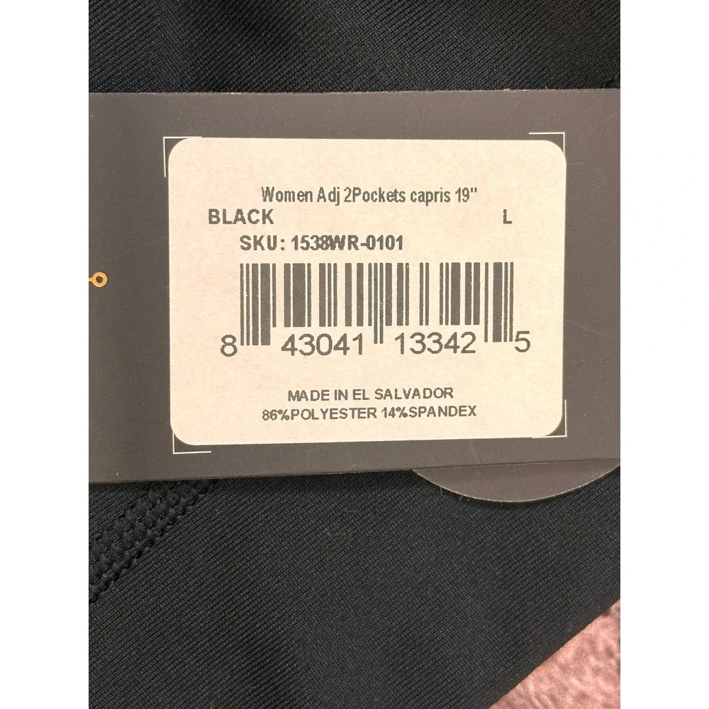 Tommie Copper Women Adj 2Pockets Capris 19" Black Compression Leggings - Picture 16 of 16